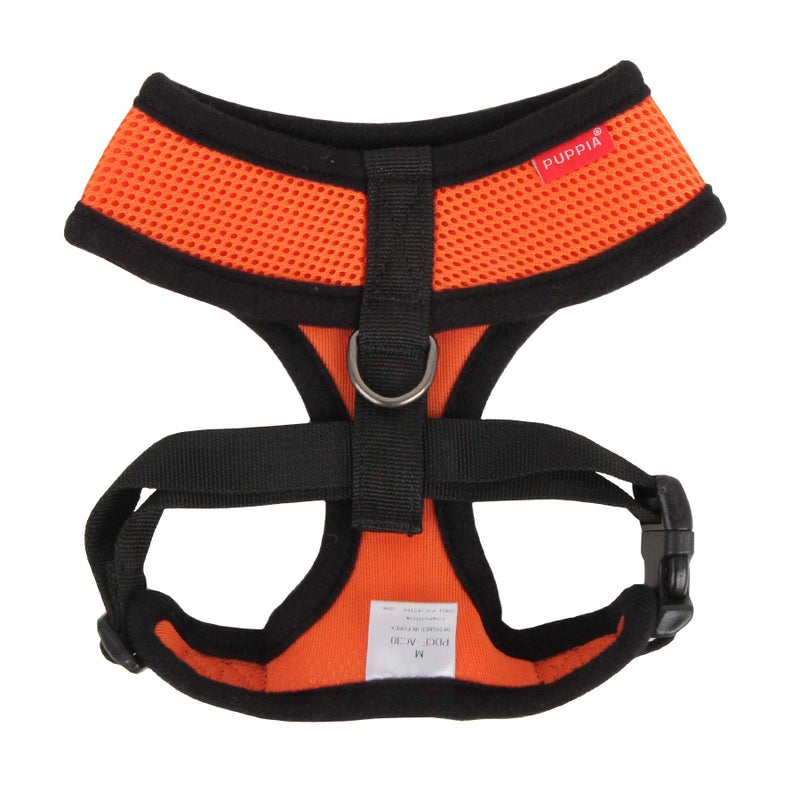 Puppia Soft Dog Harness No Choke Over-The-Head Triple Layered Breathable Mesh Adjustable Chest Belt and Quick-Release Buckle, Orange, Small - Image 2